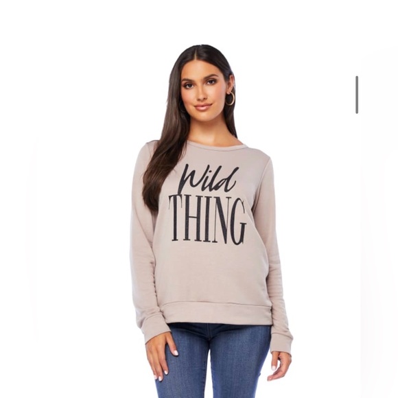 Hem & Thread Tops - Hem & Thread Wild Thing Graphic Long Sleeve LighweightTop in Mocha